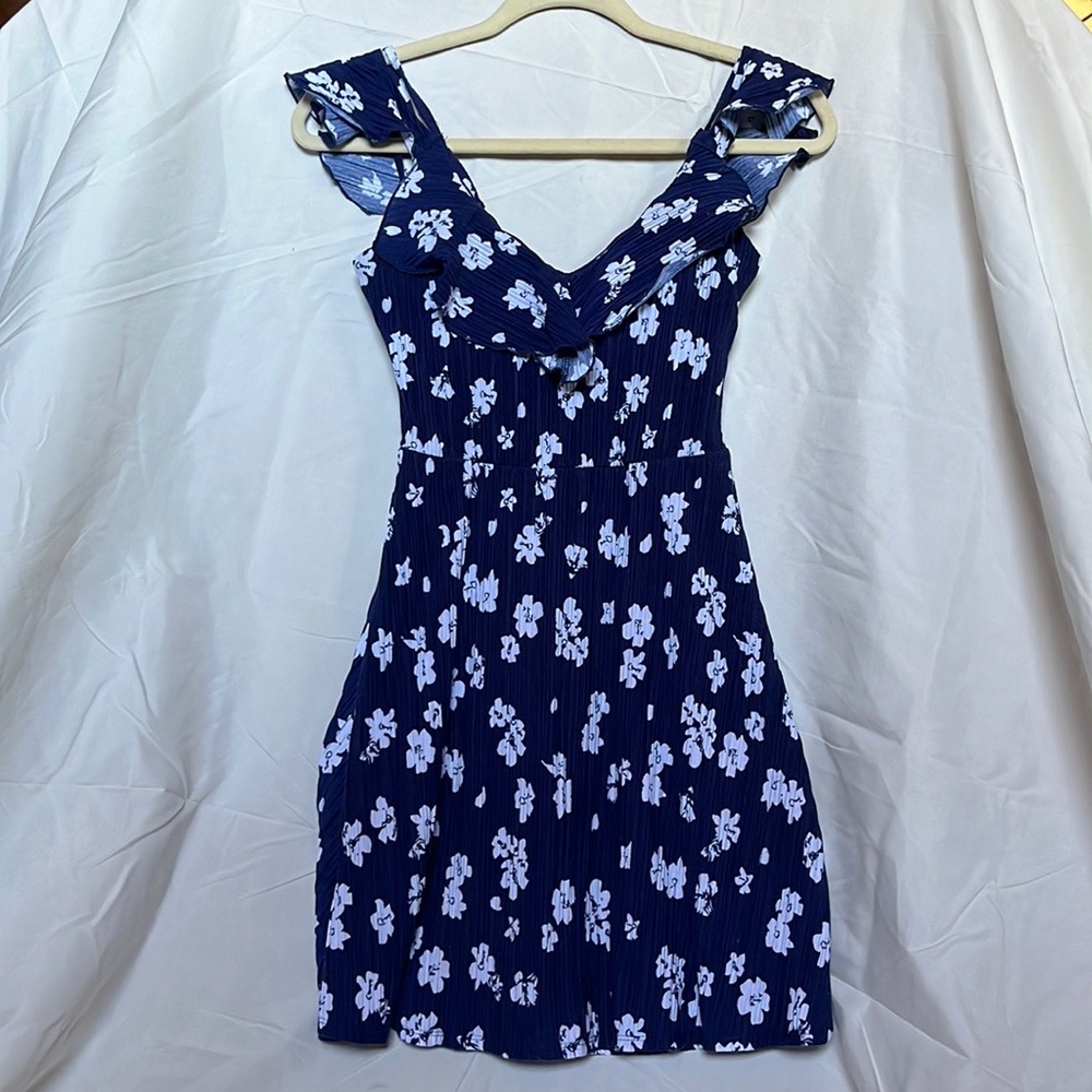 Blue floral off shoulder mini dress, Charlotte Russe